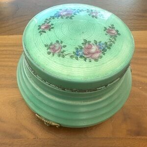 Vintage Teal Floral Decorative Music Box/Jewelry Box